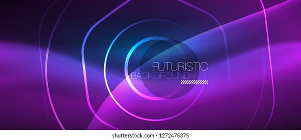 Neon glowing lines, magic energy space blue light concept, abstract background wallpaper design, vector illustration