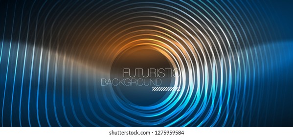 Neon glowing lines, magic energy space blue light concept, abstract background wallpaper design, vector illustration