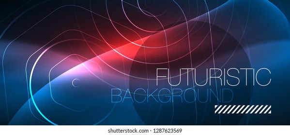 Neon glowing lines, magic energy space blue light concept, abstract background wallpaper design, vector illustration