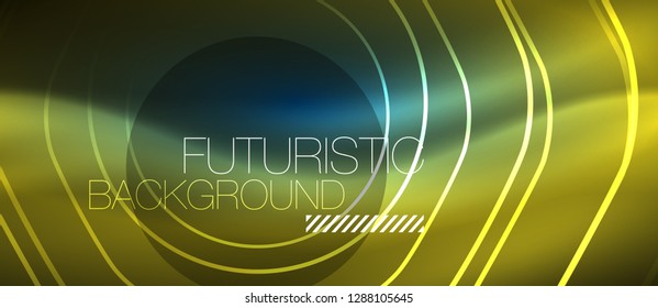 Neon glowing lines, magic energy space blue light concept, abstract background wallpaper design, vector illustration