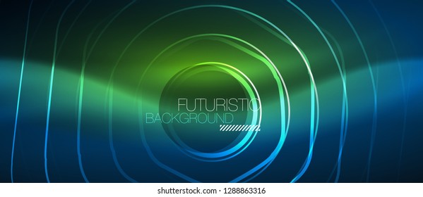 Líneas brillantes de neón, concepto de luz azul del espacio de energía mágica, diseño de fondo abstracto de fondo de fondo, ilustración vectorial