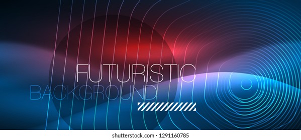 Neonleuchtende Linien, magisches Energieraum, blaues Lichtkonzept, abstrakter Hintergrund, Tapete-Design, Vektorgrafik