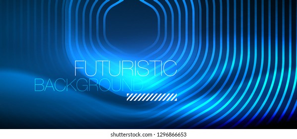 Neon glowing lines, magic energy space light concept, abstract background wallpaper design, vector illustration