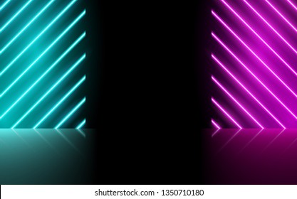 Neon glowing lines, magic energy space light concept, abstract background wallpaper design