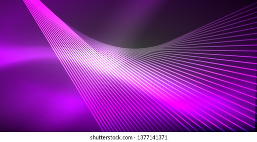 Neon glowing lines, magic energy space light concept, abstract background wallpaper design, vector illustration