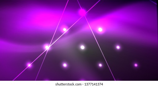 Neon glowing lines, magic energy space light concept, abstract background wallpaper design, vector illustration