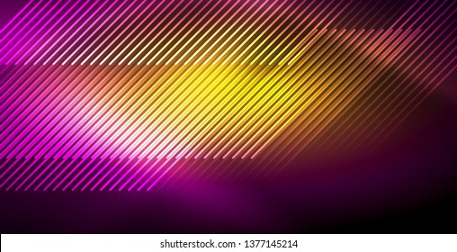 Neon glowing lines, magic energy space light concept, abstract background wallpaper design, vector illustration
