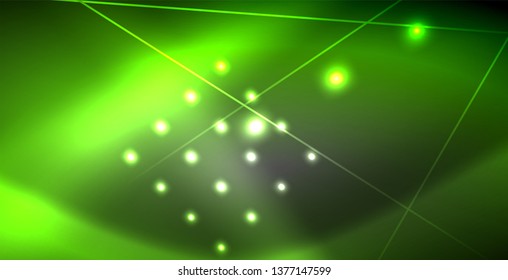 Líneas brillantes de neón, concepto de luz espacial mágica, diseño de fondo abstracto de fondo de fondo, ilustración vectorial