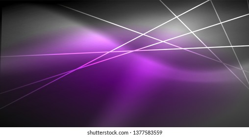 Líneas brillantes de neón, concepto de luz espacial mágica, diseño de fondo abstracto de fondo de fondo, ilustración vectorial