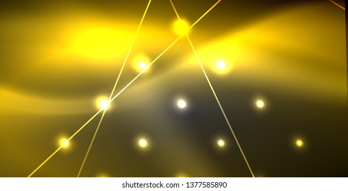 Neon glowing lines, magic energy space light concept, abstract background wallpaper design, vector illustration