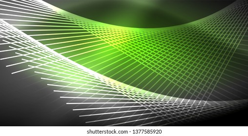 Neon glowing lines, magic energy space light concept, abstract background wallpaper design, vector illustration