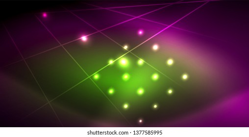 Neon glowing lines, magic energy space light concept, abstract background wallpaper design, vector illustration