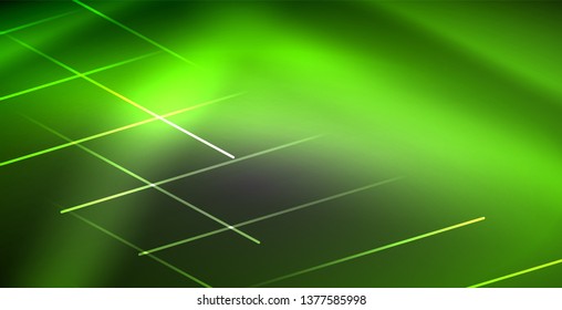 Neon glowing lines, magic energy space light concept, abstract background wallpaper design, vector illustration