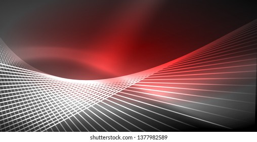 Neon glowing lines, magic energy space light concept, abstract background wallpaper design, vector illustration