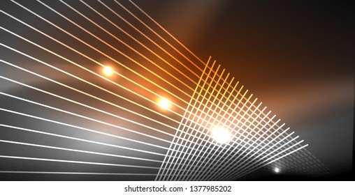 Neon glowing lines, magic energy space light concept, abstract background wallpaper design, vector illustration