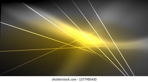 Líneas brillantes de neón, concepto de luz espacial mágica, diseño de fondo abstracto de fondo de fondo, ilustración vectorial
