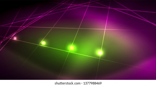 Neon glowing lines, magic energy space light concept, abstract background wallpaper design, vector illustration