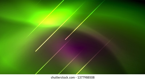 Neon glowing lines, magic energy space light concept, abstract background wallpaper design, vector illustration