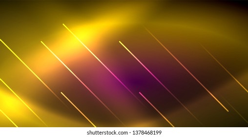 Neon glowing lines, magic energy space light concept, abstract background wallpaper design, vector illustration