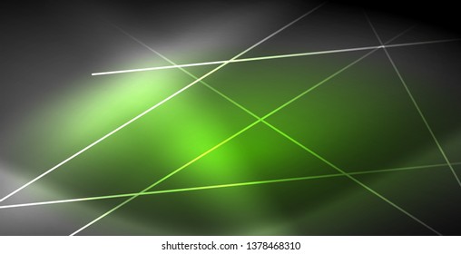 Líneas brillantes de neón, concepto de luz espacial mágica, diseño de fondo abstracto de fondo de fondo, ilustración vectorial