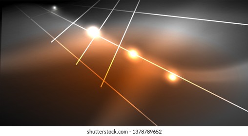 Neon glowing lines, magic energy space light concept, abstract background wallpaper design, vector illustration