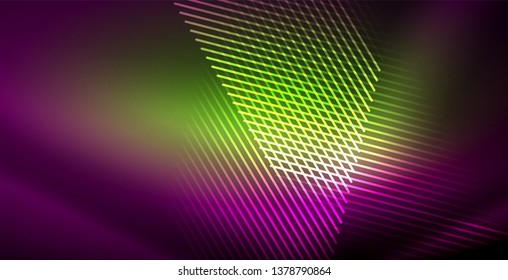 Neon glowing lines, magic energy space light concept, abstract background wallpaper design, vector illustration