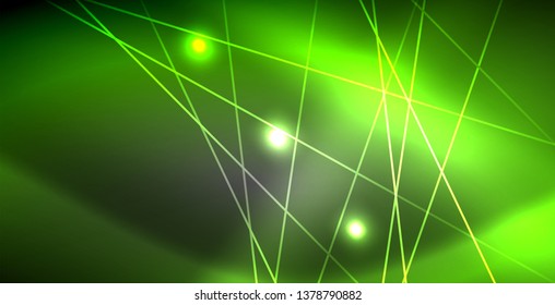 Neon glowing lines, magic energy space light concept, abstract background wallpaper design, vector illustration