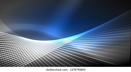 Neonleuchtende Linien, magisches Energieraum-Lichtkonzept, abstrakter Hintergrund, Tapete-Design, Vektorgrafik