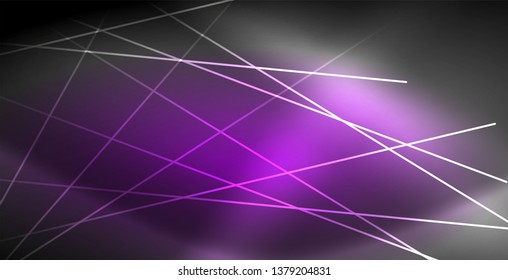 Neon glowing lines, magic energy space light concept, abstract background wallpaper design, vector illustration