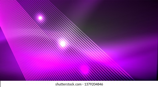 Neon glowing lines, magic energy space light concept, abstract background wallpaper design, vector illustration