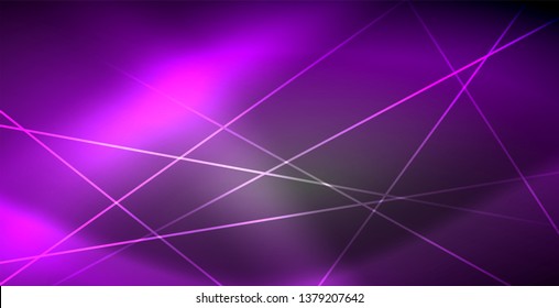 Neon glowing lines, magic energy space light concept, abstract background wallpaper design, vector illustration