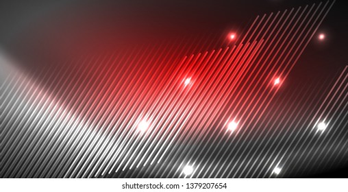 Neon glowing lines, magic energy space light concept, abstract background wallpaper design, vector illustration