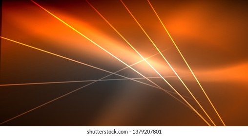 Neon glowing lines, magic energy space light concept, abstract background wallpaper design, vector illustration
