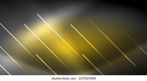 Neon glowing lines, magic energy space light concept, abstract background wallpaper design, vector illustration