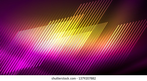 Neon glowing lines, magic energy space light concept, abstract background wallpaper design, vector illustration