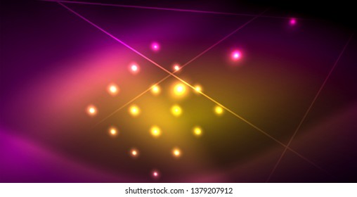 Neon glowing lines, magic energy space light concept, abstract background wallpaper design, vector illustration