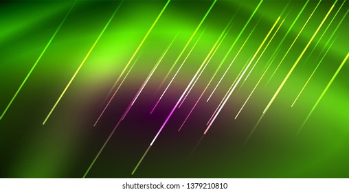 Neon glowing lines, magic energy space light concept, abstract background wallpaper design, vector illustration