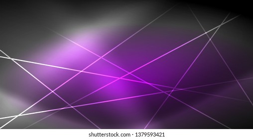 Neon glowing lines, magic energy space light concept, abstract background wallpaper design, vector illustration