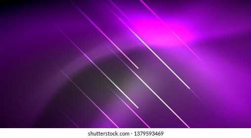 Neon glowing lines, magic energy space light concept, abstract background wallpaper design, vector illustration