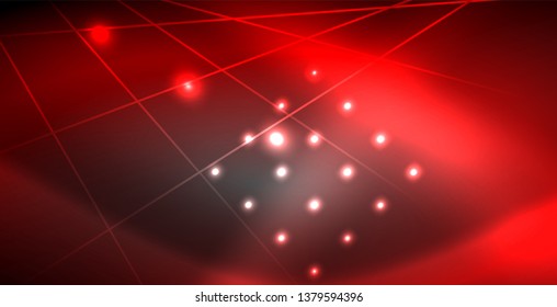 Líneas brillantes de neón, concepto de luz espacial mágica, diseño de fondo abstracto de fondo de fondo, ilustración vectorial