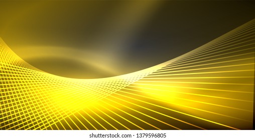 Neon glowing lines, magic energy space light concept, abstract background wallpaper design, vector illustration