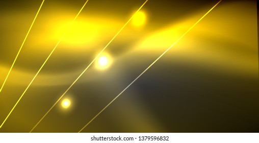 Neon glowing lines, magic energy space light concept, abstract background wallpaper design, vector illustration