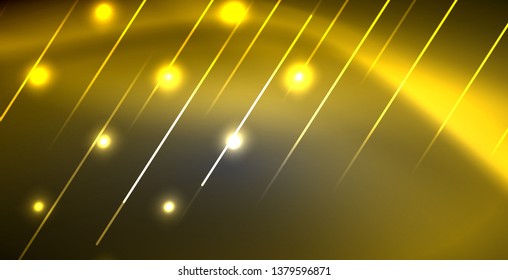 Neon glowing lines, magic energy space light concept, abstract background wallpaper design, vector illustration