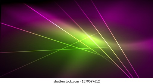 Neon glowing lines, magic energy space light concept, abstract background wallpaper design, vector illustration