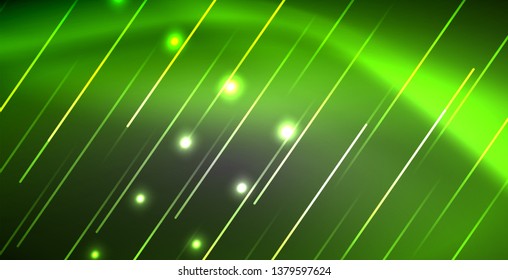 Neon glowing lines, magic energy space light concept, abstract background wallpaper design, vector illustration