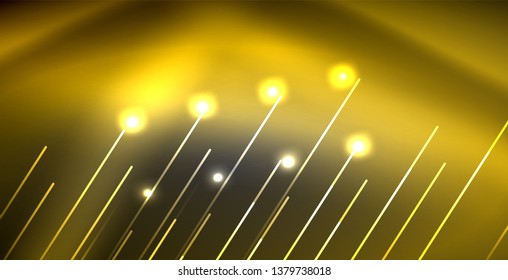 Líneas brillantes de neón, concepto de luz espacial mágica, diseño de fondo abstracto de fondo de fondo, ilustración vectorial