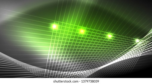 Neon glowing lines, magic energy space light concept, abstract background wallpaper design, vector illustration