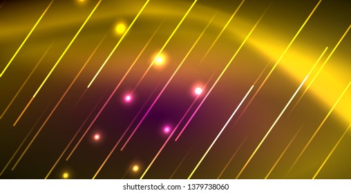 Neon glowing lines, magic energy space light concept, abstract background wallpaper design, vector illustration
