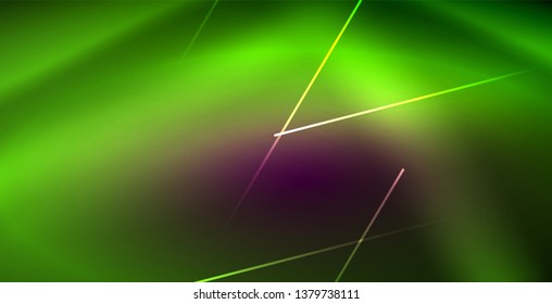 Neonleuchtende Linien, magisches Energieraum-Lichtkonzept, abstrakter Hintergrund, Tapete-Design, Vektorgrafik