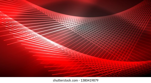 Neon glowing lines, magic energy space light concept, abstract background wallpaper design, vector illustration